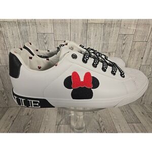 GroundUp Minnie Mouse Tennis Shoes 10 Womens White Lace Up Disney Low Top Court